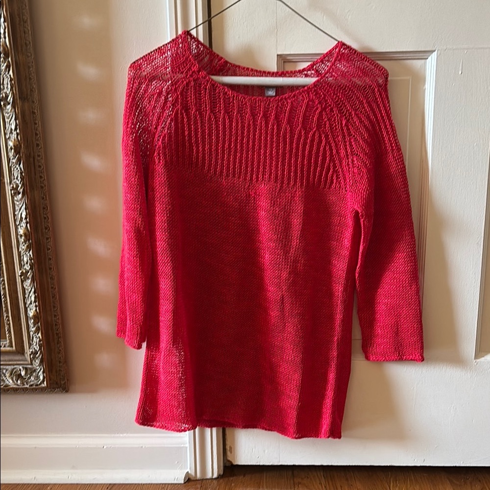 J. Jill Red Crew Neck Sweater